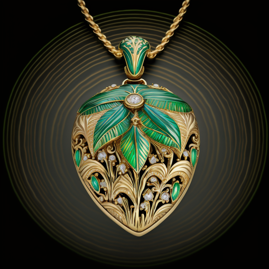 LIÉNA JEWELS Art Nouveau emerald and gold pendant