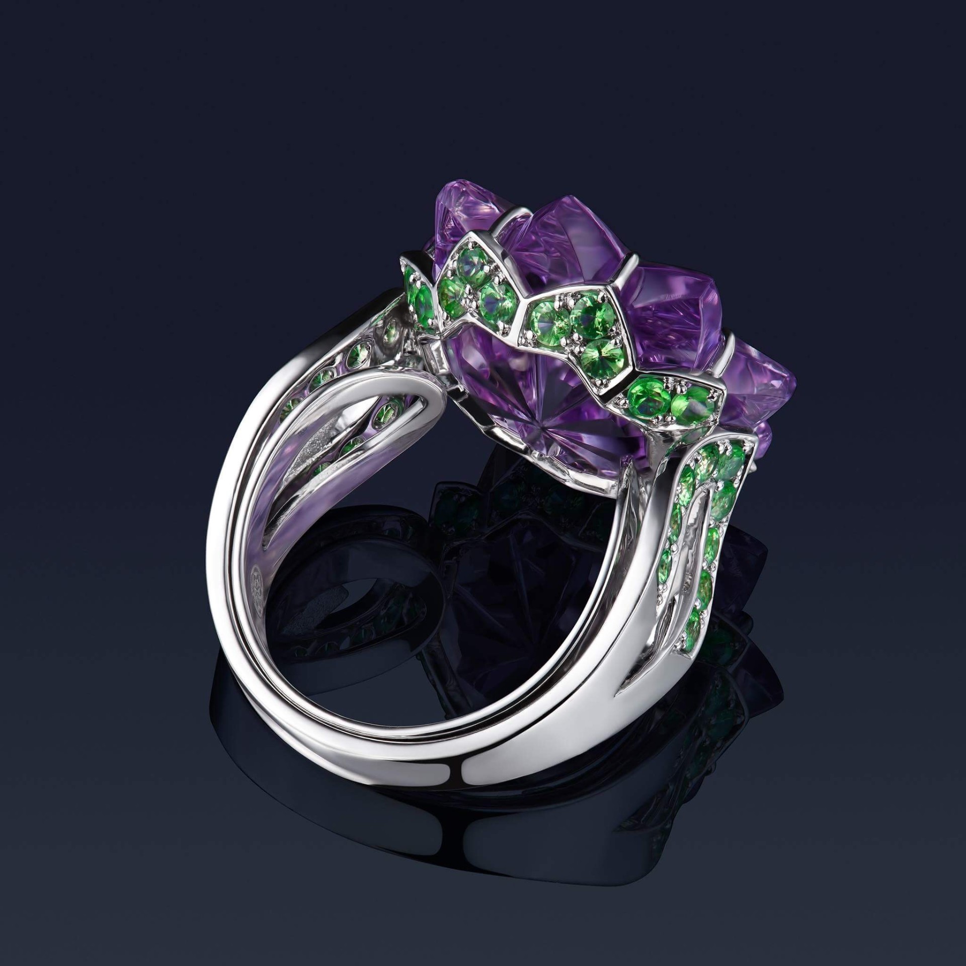 Purple Lotus Flower Ring
